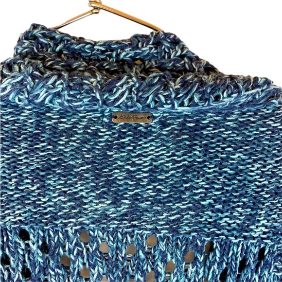 Women’s Eddie Bauer Two Tone Knot Blue Open Front Cardigan- Sz- M - Picture 8 of 10